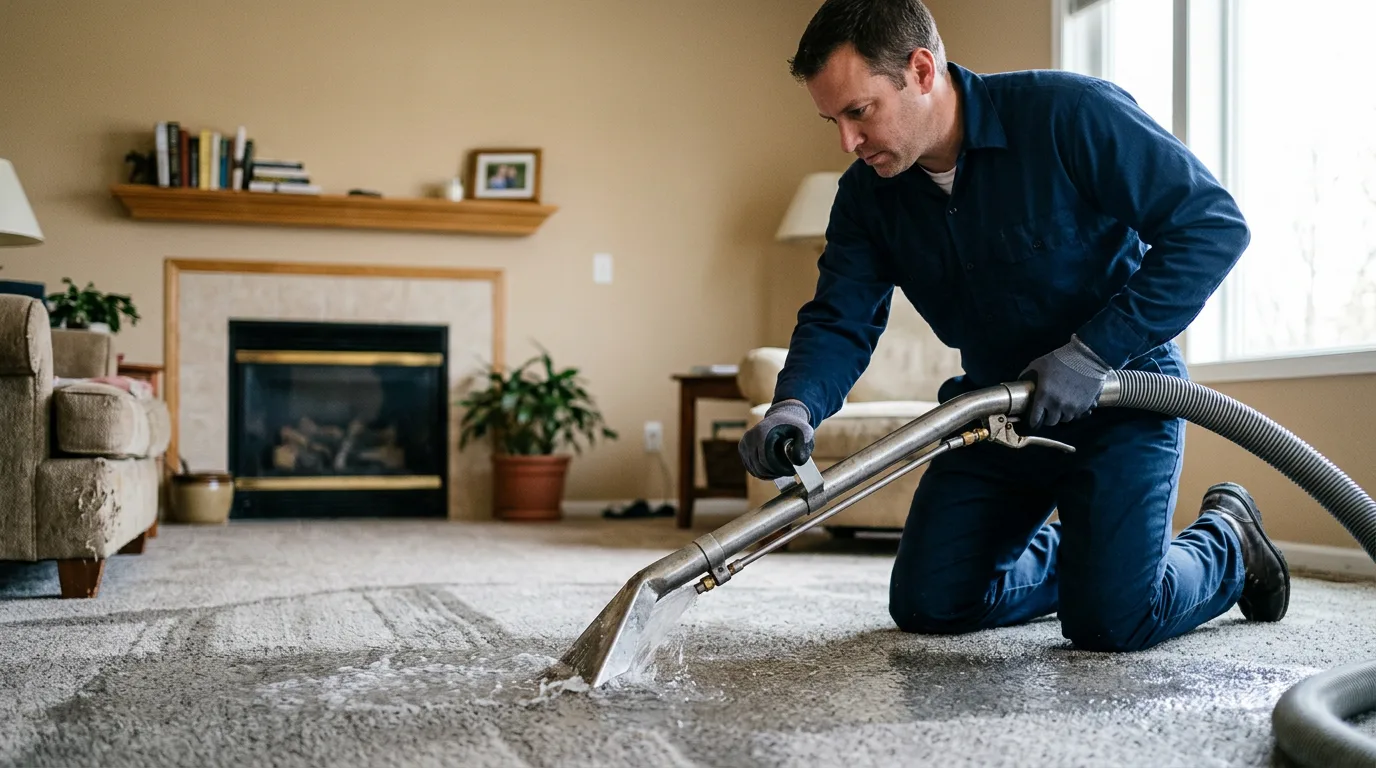 Water damage restoration technician working near Bude, MS
